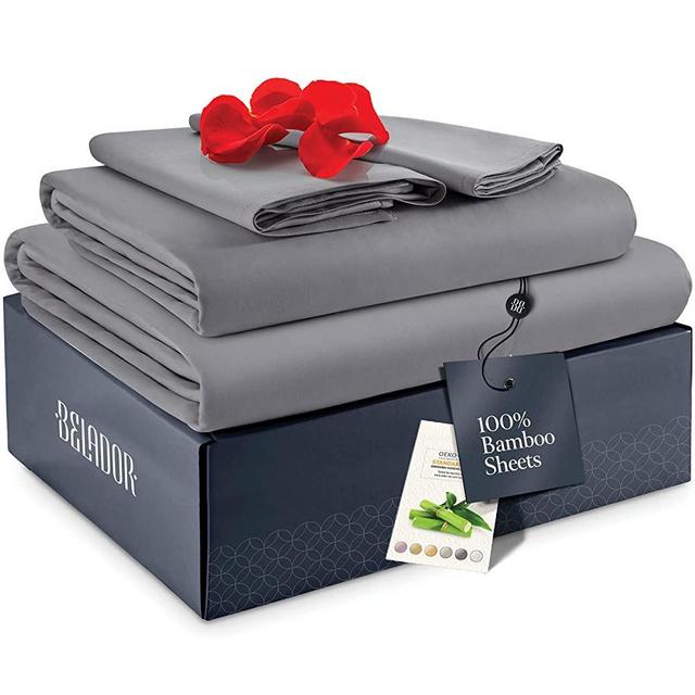 Organic Viscose Bamboo Sheets Full - Silky Luxury Bed Sheets Cooling Sheets Set - Soft Satin Bed Sheet Set - 16 Inch Deep Pocket - Hotel Sheets Bedding Set Flat Sheet + Fitted Sheet + 2 Pillowcase