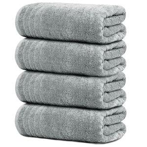 Tens Towels Pack of 4 Extra Large Bath Towels 30 x 60 Inches, 100% Cotton, Larger & Lighter Weight, Quicker to Dry, Super Soft and Absorbent, Perfect for Bathroom, Cool Grey