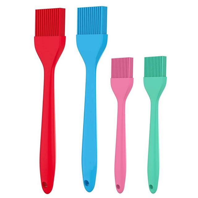 BAKEFETE Pastry Brush - Silicone Basting Brush For Cooking And Baking, Grilling, BBQ - Easy Cleaning Silicone Brush For Marinating, Spread Butter Oil Sauces - 4 Vibrant Colors Baking Set