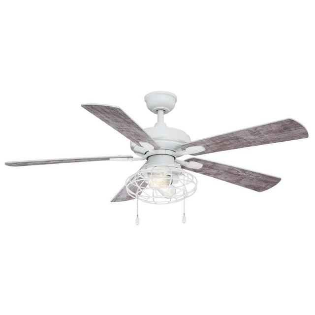 Ellard 52 in. LED Matte White Ceiling Fan with Light Kit