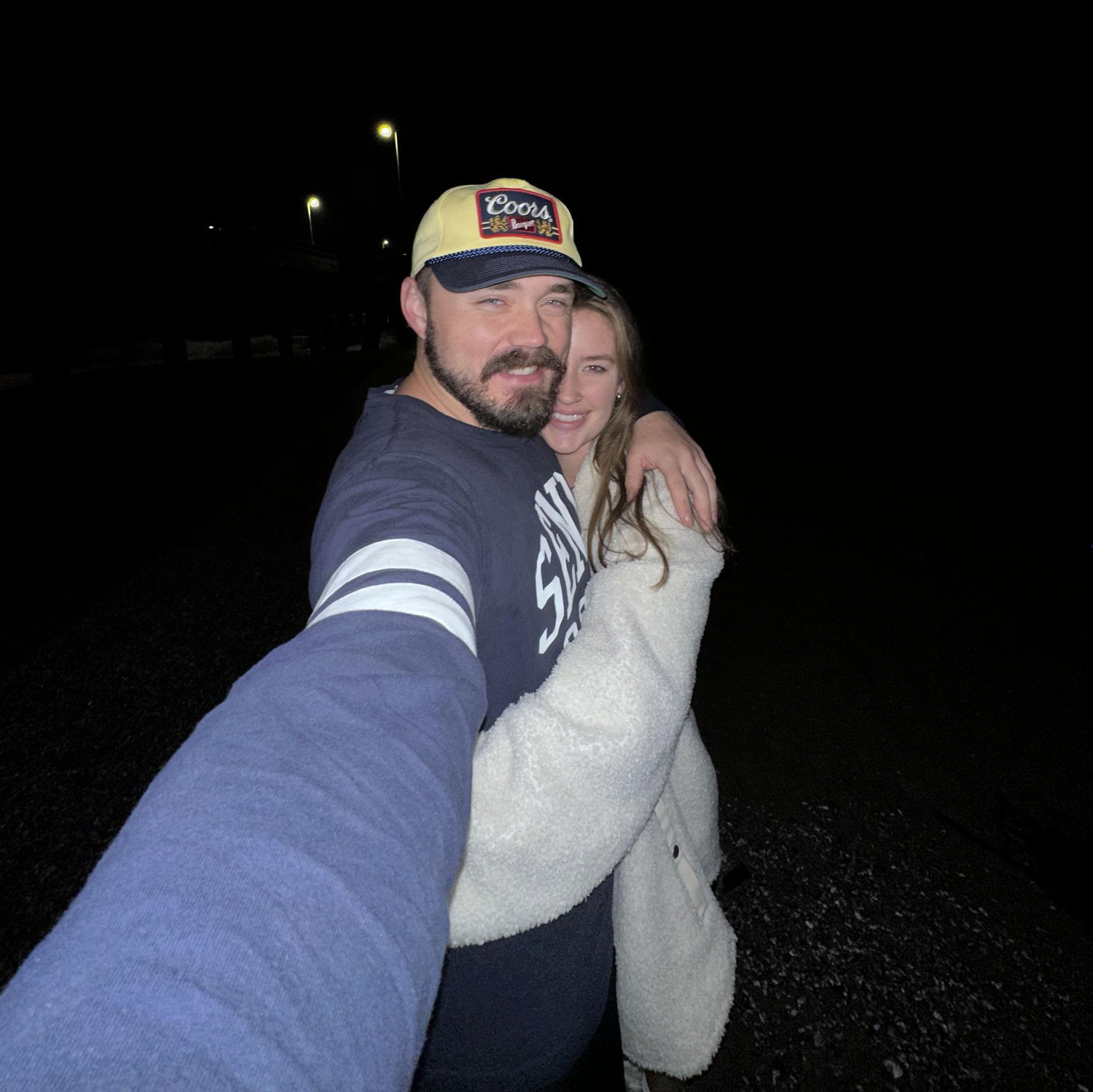 Caleb asked Kayley to make it official in January of 2024 at Venice Beach Pier in California (this photo was taken that night!)