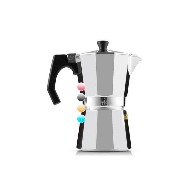 JoyJolt Italian Moka Pot 6 Cup Stovetop Espresso Maker Aluminum Coffee Percolator Coffee Pot - Silver