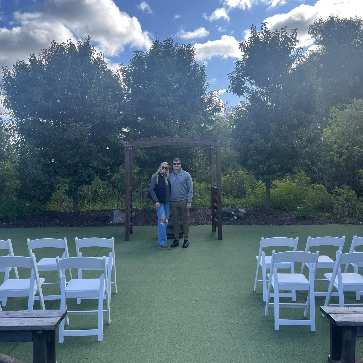 A picture of us at our ceremony space, see you guys there soon ;)