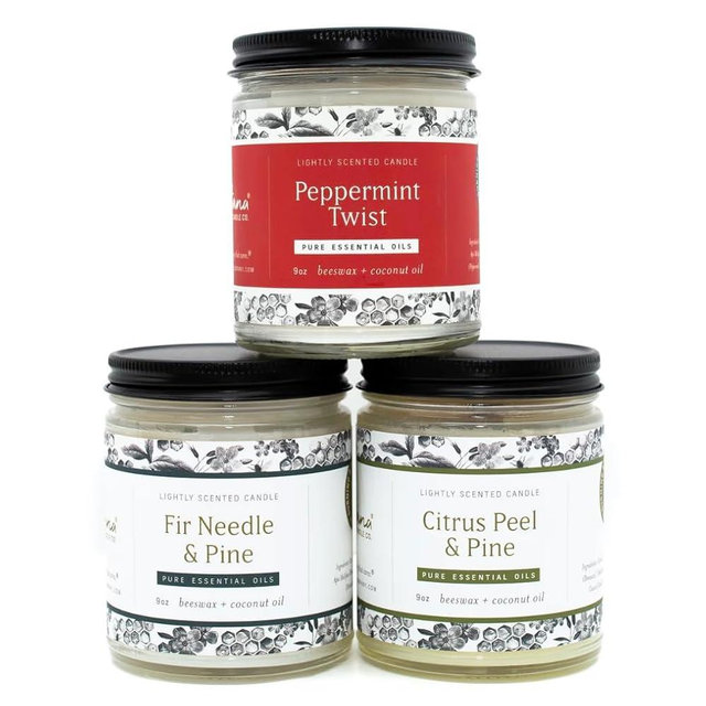 Fontana Candle Co Wood Wick Beeswax Jar Candles, 3-Jar Holiday Scent Bundle - Made with Coconut Oil & Pure Essential Oils – Clean Burn, Long Lasting and Non-Toxic Candles for Home & Room Decor