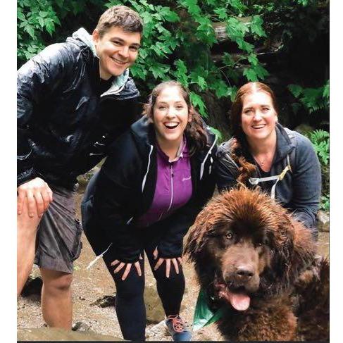 Hiking the Drift Creek hike - it poured on us! Zach, Ally, Zach's Stepmom Amanda, and fur baby Kai.