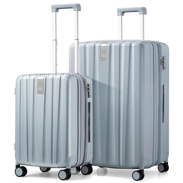 Hanke Expandable Hard Shell Luggage Sets 2 piece Carry On Luggage with Wheels Suitcases Lightweight Checked Travel Luggage Rolling Large Suitcase Travel Luggage Bag Woman Men 20/29 Inch(Gray)
