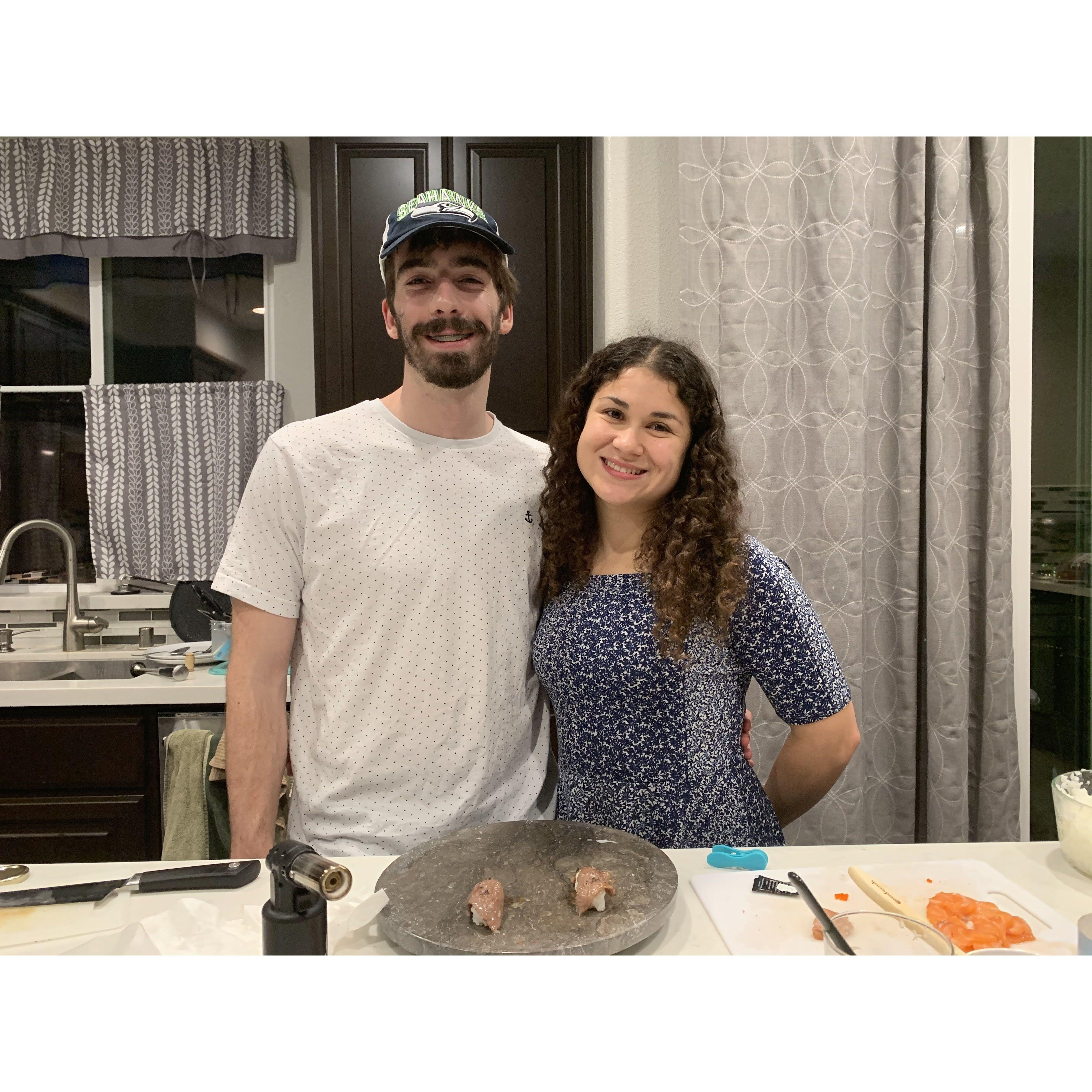 Making wagyu sushi at home during the start of the pandemic (Apr 2020)