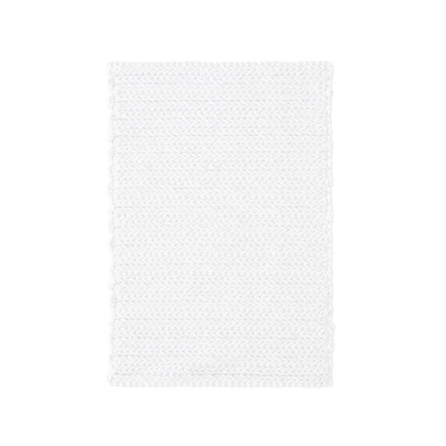 Braide Cotton Chenille Chain Stitch Bath Rug White
