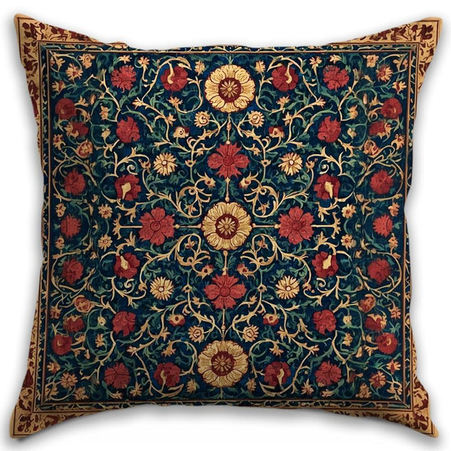 William Morris Inspired Abstract Vintage Floral Design Throw Pillow Covers Home Decor Art Pillowcase Cushion Cover for Bed Sofa Living Room, Car Indoor and Outdoor (Brown&Red, 18x18inches)