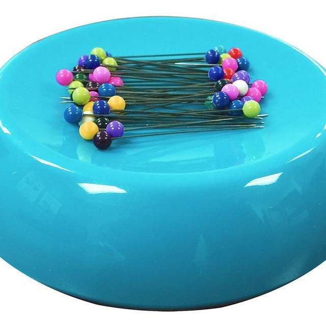 Grabbit Magnetic Sewing Pincushion with 50 Plastic Head Pins, Teal