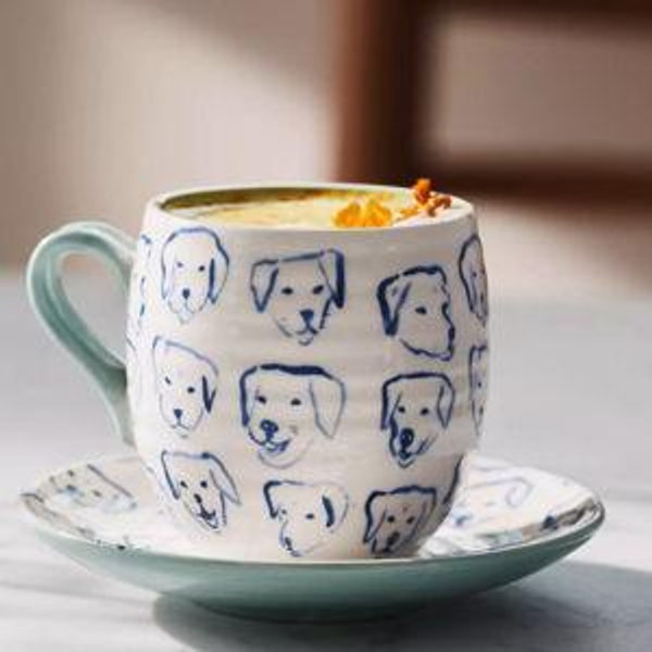 Leah Reena Goren Stoneware Espresso Cup & Saucer
