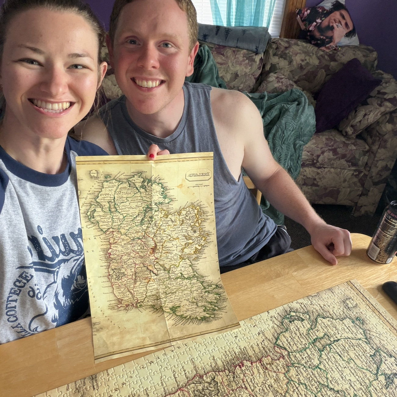 May have taken multiple months, but we eventually finished our first puzzle together: a vintage map of Ireland.