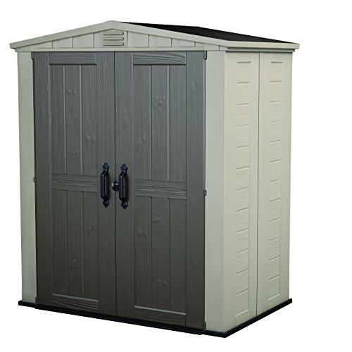 Keter Factor 6x3 Large Resin Outdoor Shed for Patio Furniture, Lawn Mower, and Bike Storage, Taupe/Brown