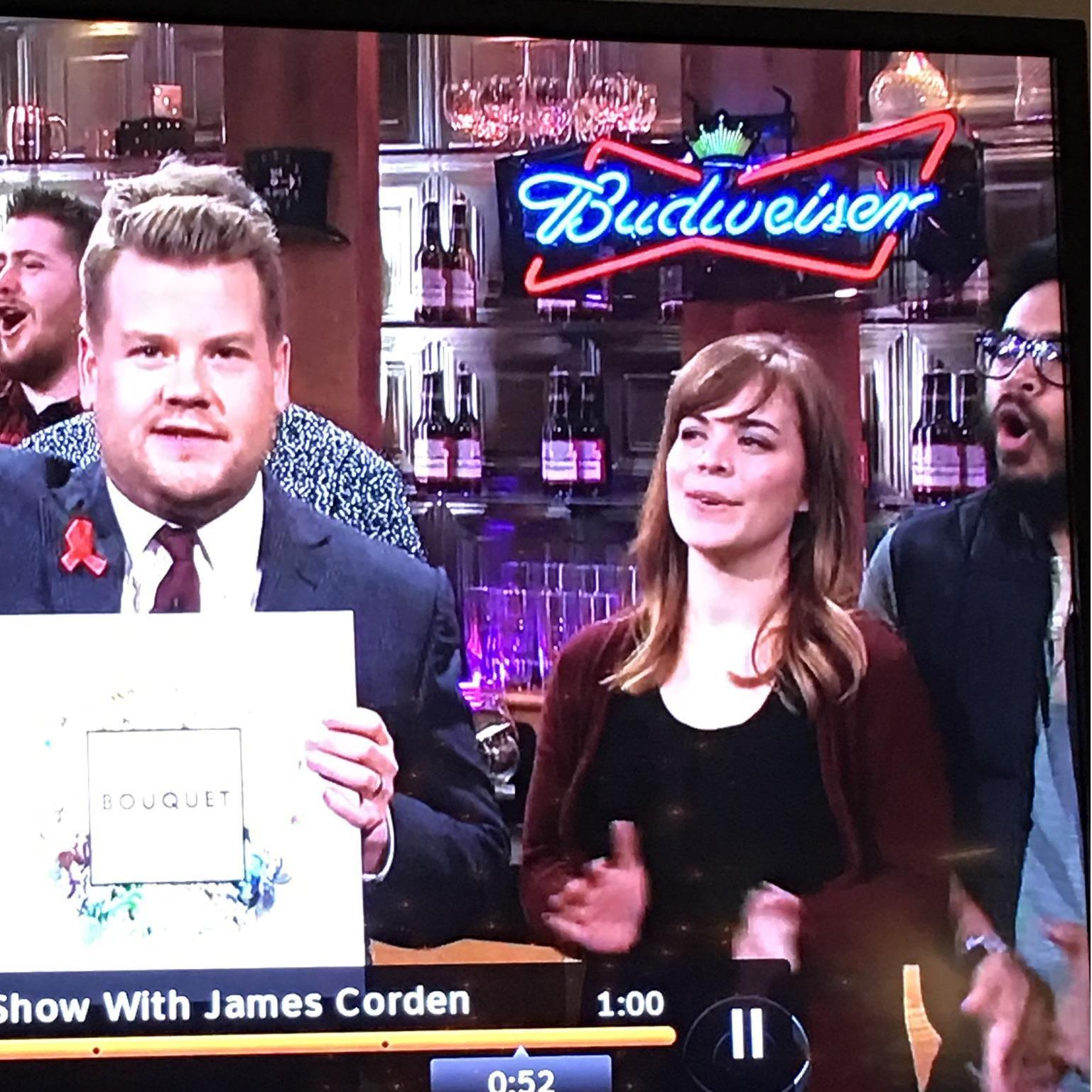 We got to stand behind James Corden while he announced the musical guest!