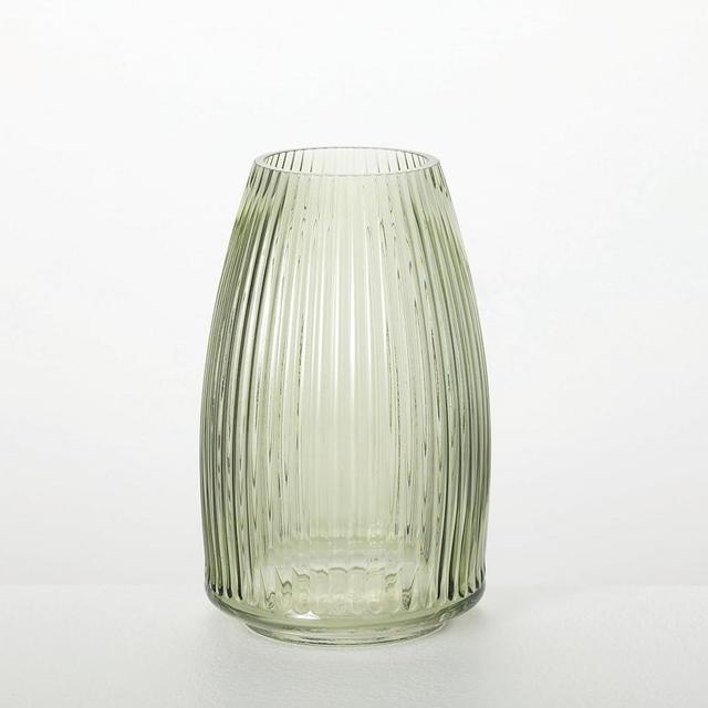 Sullivans Ribbed Glass Vase, Flower Vase for Modern Home Decor, Minim