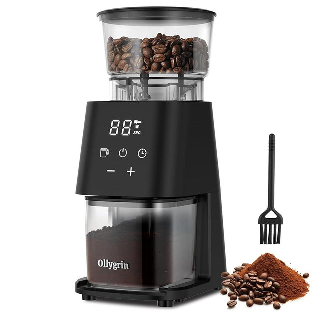 Conical Burr Coffee Grinder with Touch Panel, Adjustable Coffee Bean Grinder with 30 Grinding Settings,2-12 Cups for Espresso,French Press & Drip Coffee