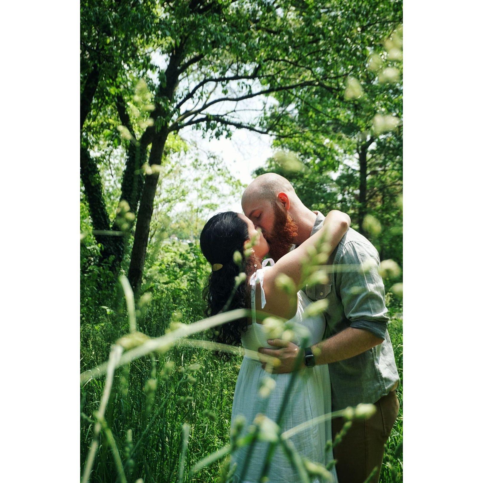 Our engagement photoshoot that we accidently did in 98 degree weather