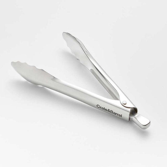 Crate & Barrel 9" Stainless Steel Tongs
