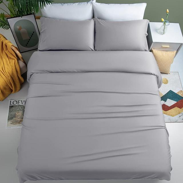Shilucheng 100% Cooling Bamboo Sheets Set- Queen Size 1800 Thread Count Soft Bed Sheets,16 Inch Deep Pocket,Breathable,Comfortable and Pilling Resistant -4PC(Queen,Grey)