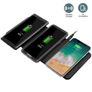 Qi Triple Wireless Charger Station,JE 3 Devices Multi Wireless Charger Pad,Desktop Charging Station iPhone Xs MAX/XR/XS/X/8/8 Plus,Samsung Galaxy S8+ S7/S7 Edge Note 8/5, Nexus 5/6/7& All QI-Enabl