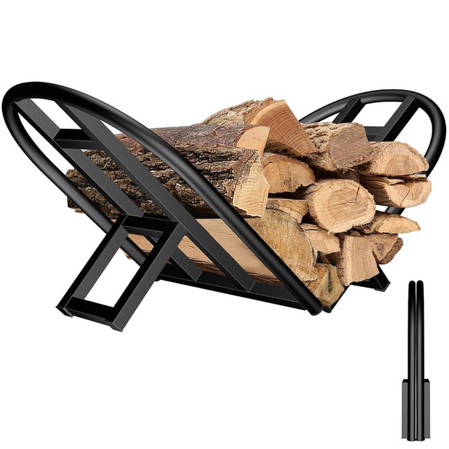 Lilybud--lily Firewood Rack Outdoor Indoor, Foldable Wood Rack Metal Firewood Holder Indoor Small Log Wood Storage Fireplace Log Holder for Firepit Stoves