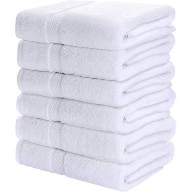 Utopia Towels Cotton Towels, 6 Pack, (22 x 44 Inches), Pool Towels and Gym Towels, White