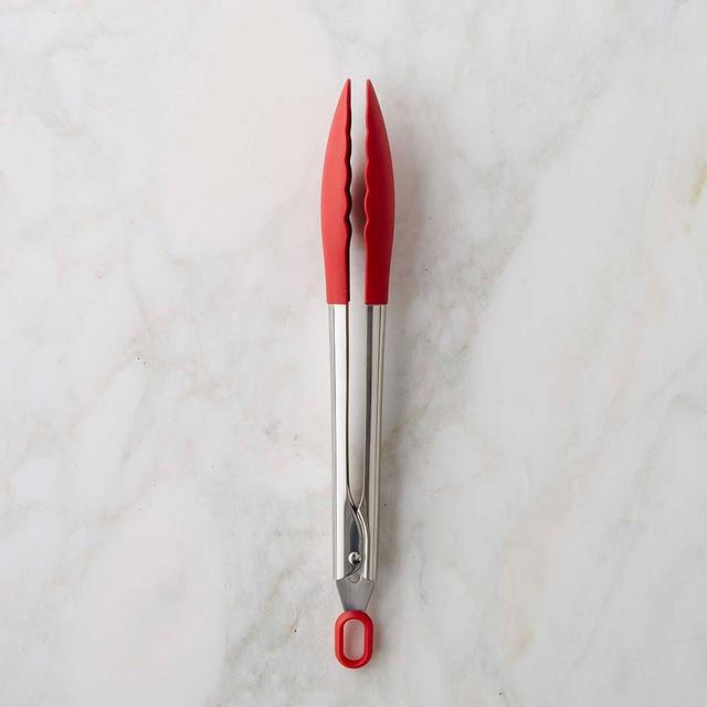 Williams Sonoma Stainless-Steel Silicone Tongs, 9", Red