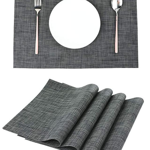 LILYKING Placemats for Dining Table, Heat-Resistant Placemats, Stain Resistant Washable Table Mats, Woven Textilene Non-Slip Insulation Placemat, Set of 4 (Black)