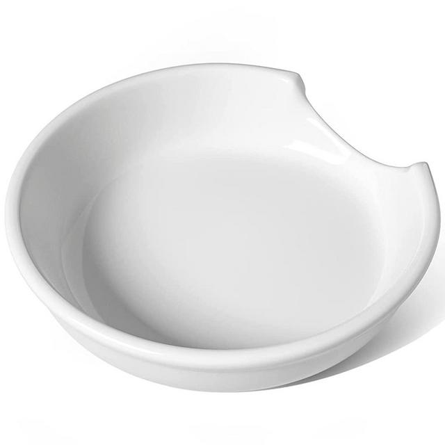 LE TAUCI Ceramic Spoon Rest for kitchen, 4.8 Inches Spoon Holder for Stove Top, Coffee Spoon Rest, Spoon Cradle, Kitchen Basics, Kitchen Accessories For Utensils, Set of 1, White