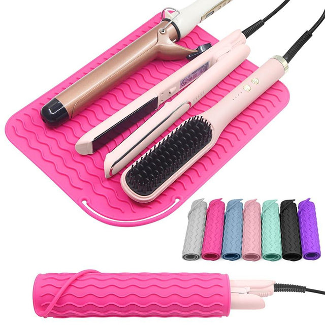 Suafrnut Plus Size Silicone Heat Resistant Mat, Portable Travel Hot Tools Pad Cover for Curling Iron, Flat Iron, Hair Straightener and Other Hair Styling Tools(12.0" x 9.0")