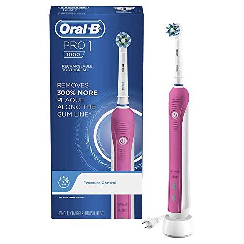 Oral-B Pro 1000 CrossAction Electric Toothbrush, Pink, Powered by Braun