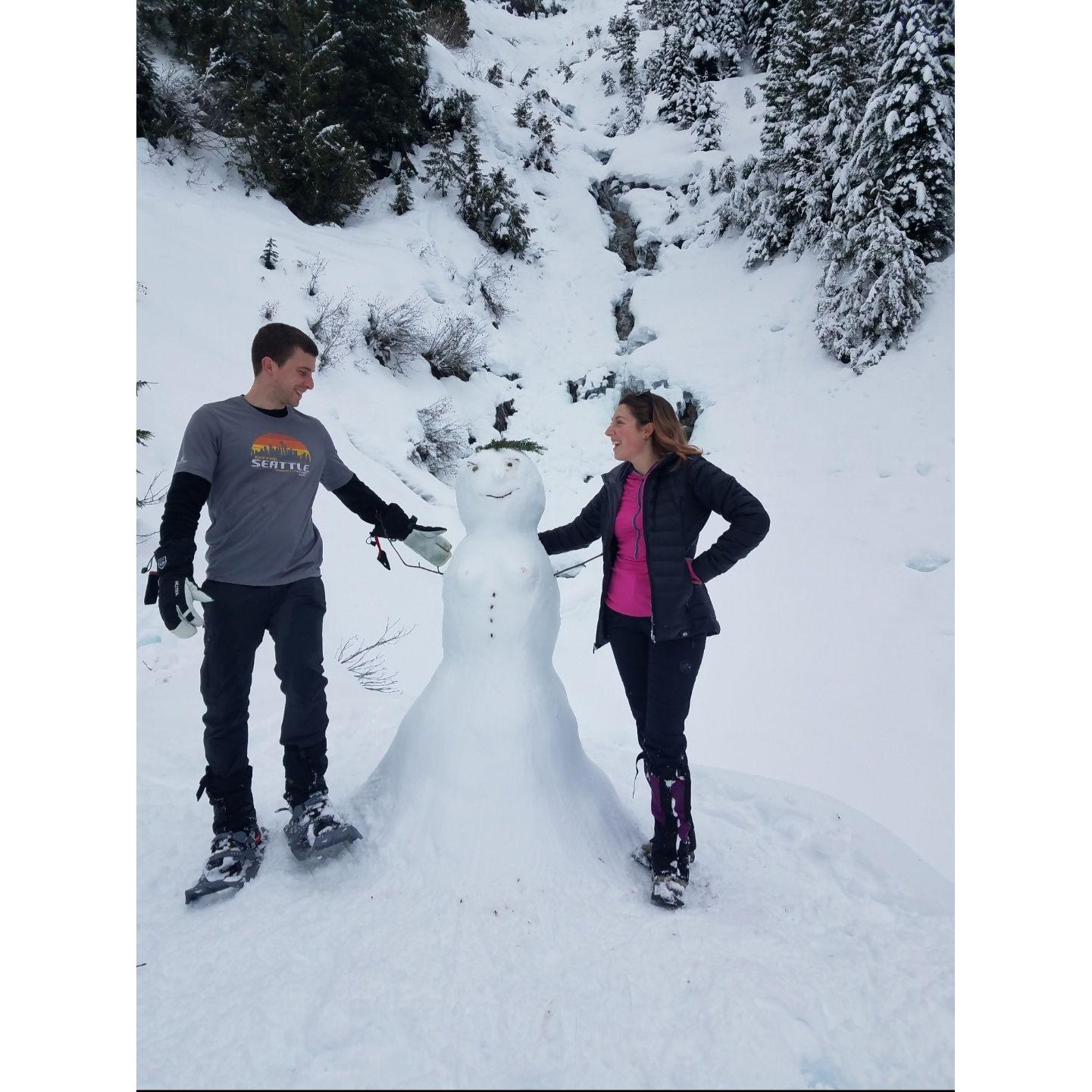 2019, Our traditional anniversary snowman. We have only ever missed one year, and that was 2020...