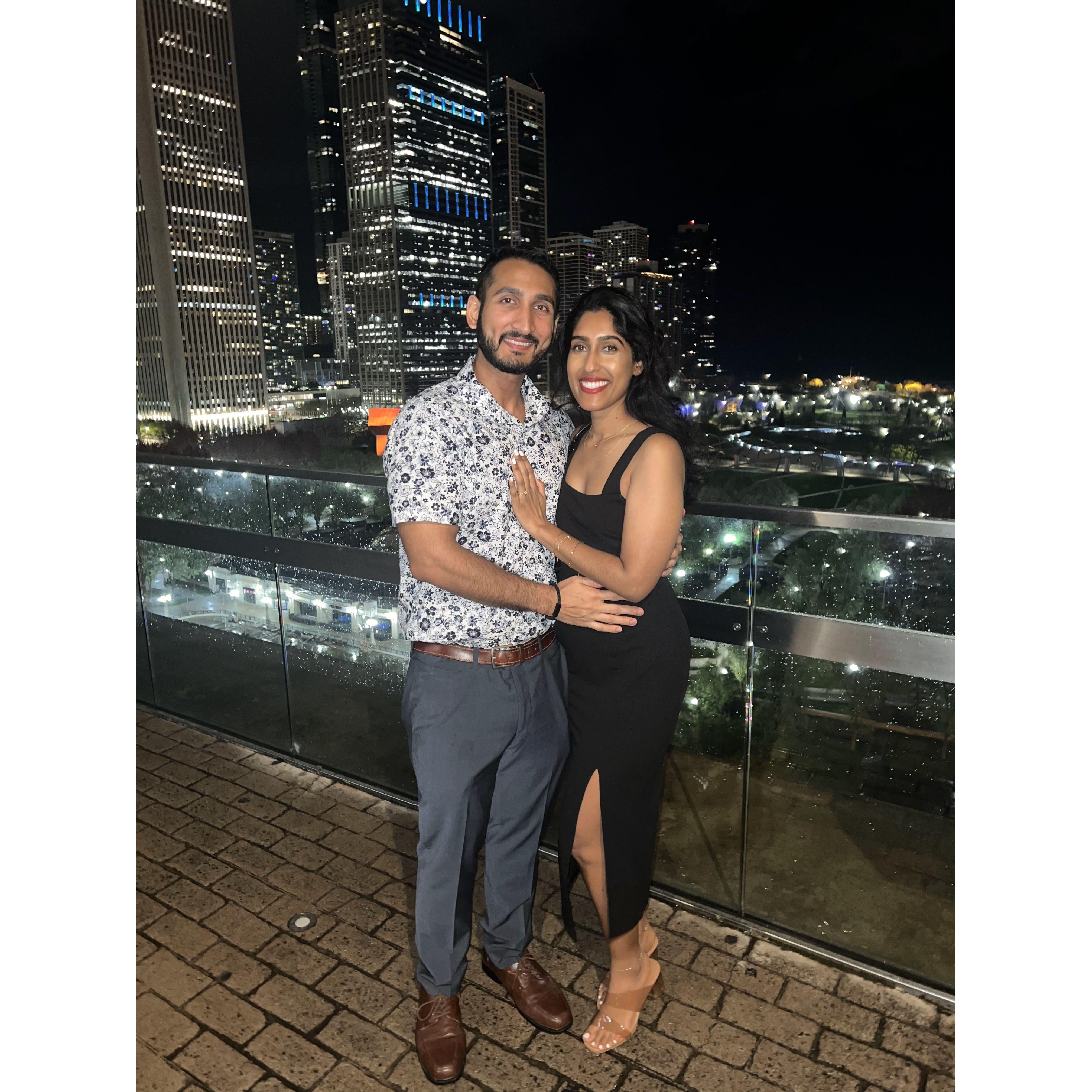 Beautiful proposal location overlooking the Chicago skyline
