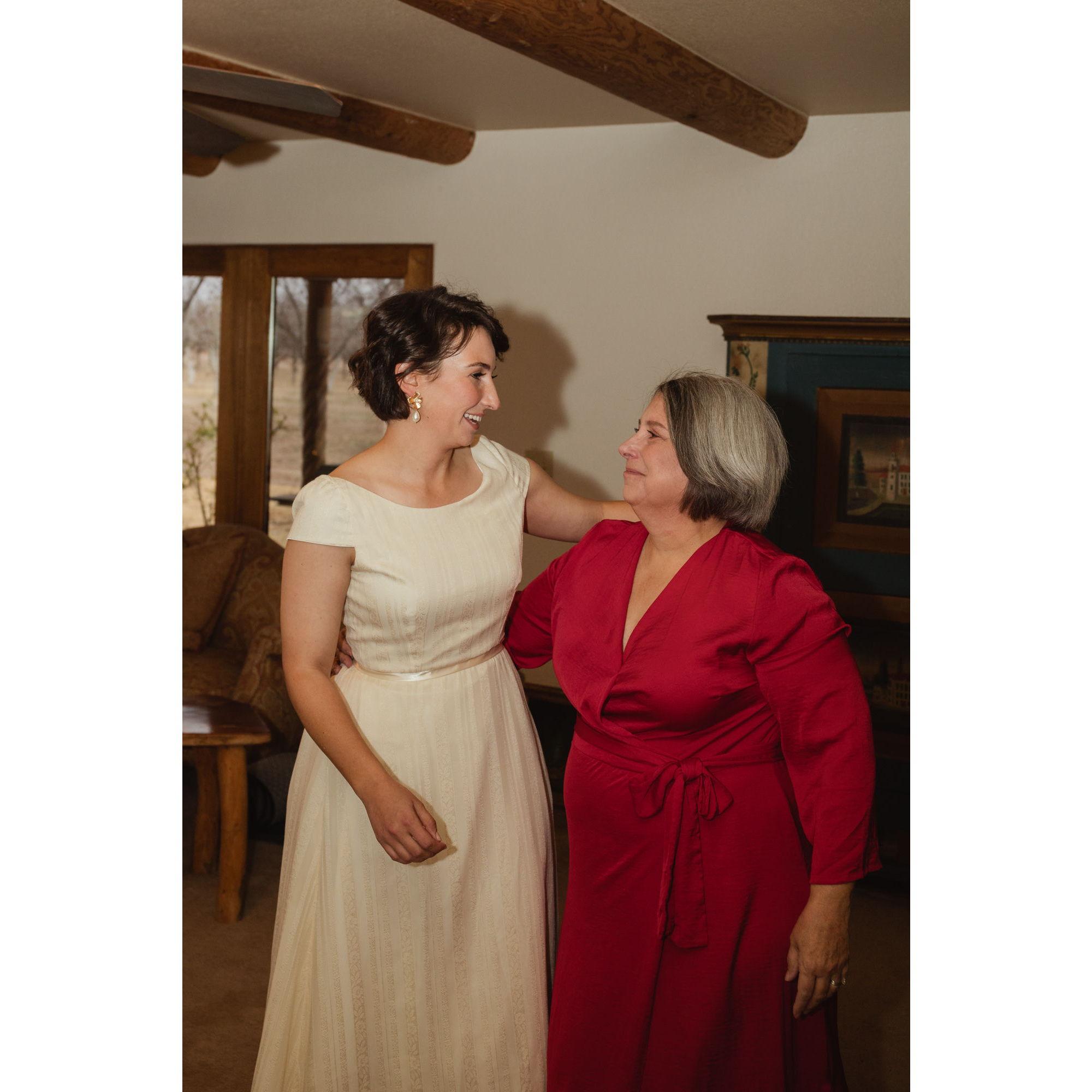 My beautiful mother. Thank you for letting me wear your dress. Thank you for staying up late altering and adjusting the dress you made for your own wedding.