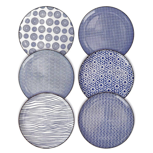 Amazingware Porcelain Dessert Plates Appetizer Plates, Salad Plates, Small Plates - Dishwasher, Microwave, Oven Safe (Vintage Blue, 8 Inch)