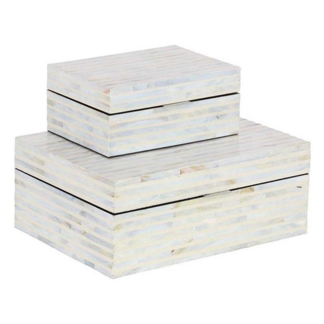 Benzara Wood Mop Decorative Box - Set of 2