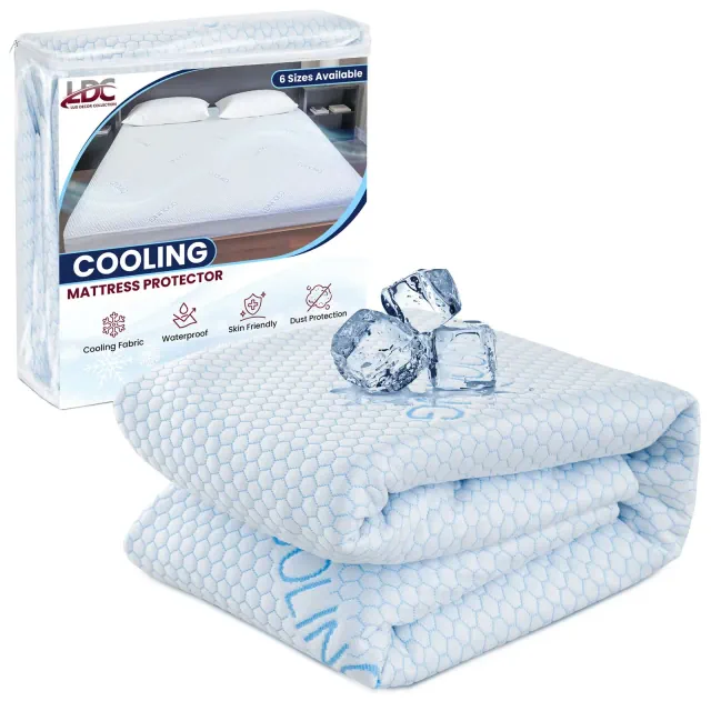 Queen Size Cooling Mattress Protector Soft Breathable & Waterproof Fitted Mattress Topper with Ultimate Protection- Lux Decor Collection