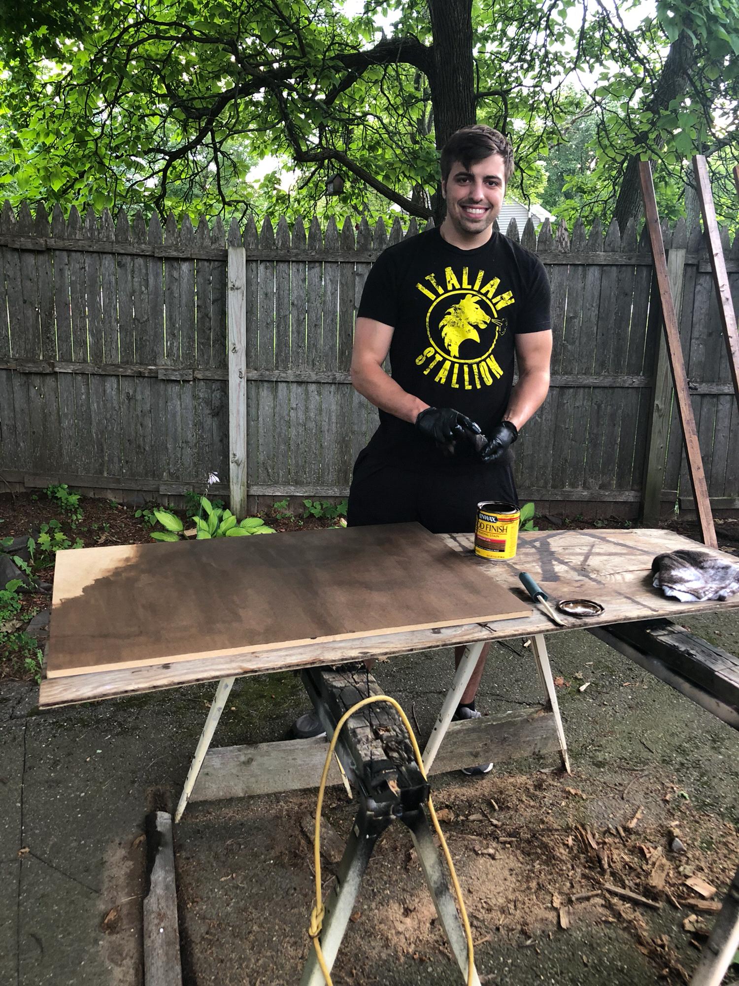 Nick helping with some wedding crafts !