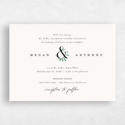 Beige Wedding Invitation - Jackson Landscape