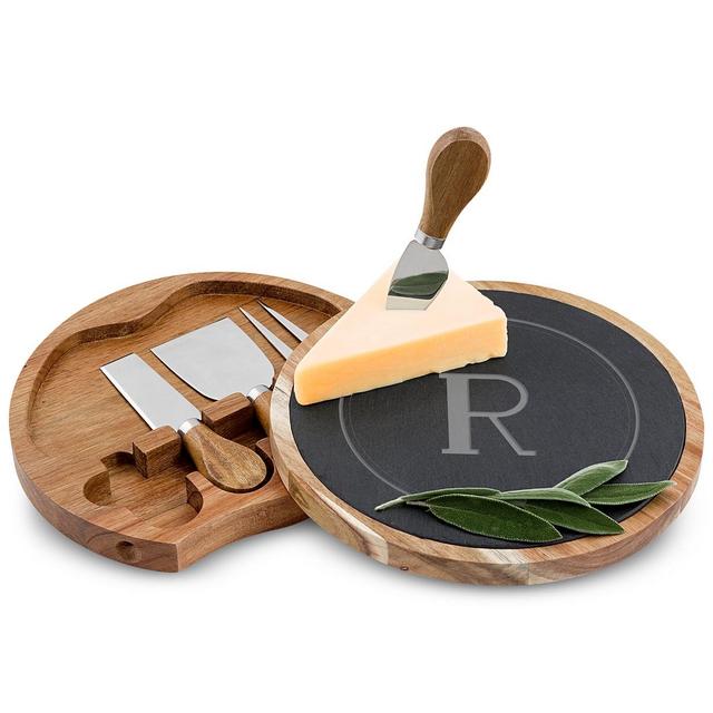 Personalized Slate and Acacia Wood Cheese Board Set