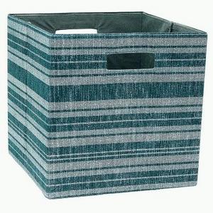 Cube Storage Bin Dark Teal Stripe - Threshold™