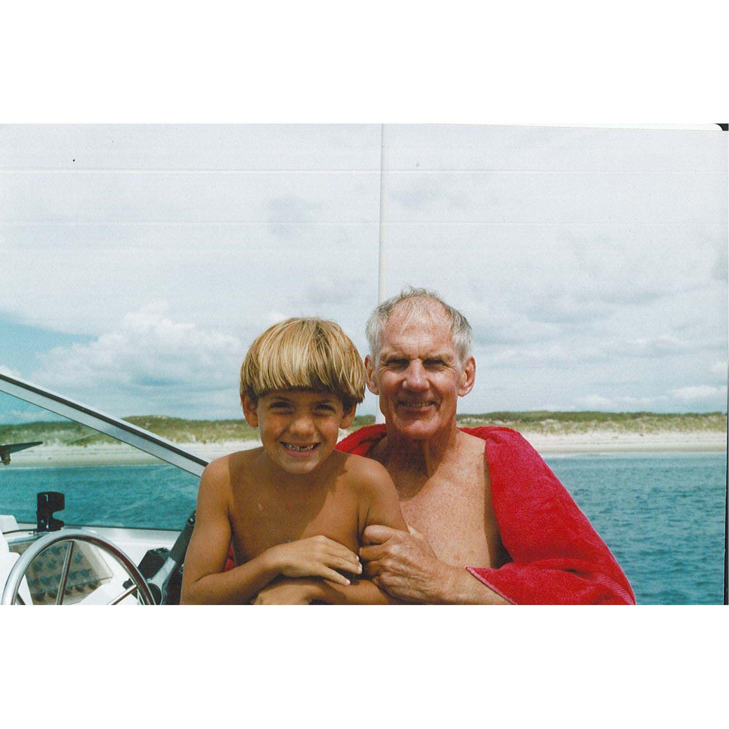 Bubba and Sam on the "Bazookarumba", Bubba's boat