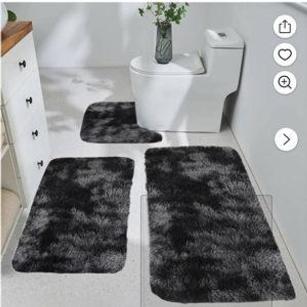 Haliyee ‌3-Piece Shaggy Bathroom Rugs Set