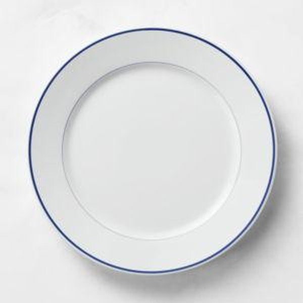 Blue-Banded Porcelain Dinner Plates (Set of 8)