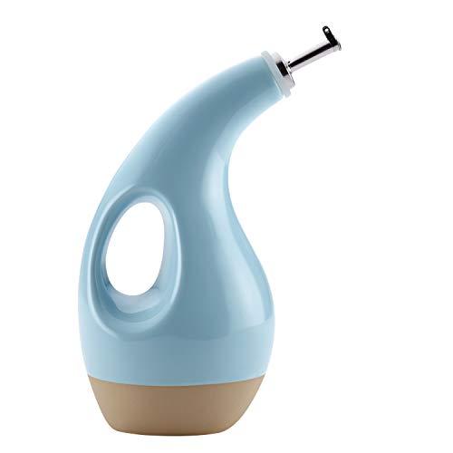 Rachael Ray 47519 Slip Glaze Ceramics EVOO Olive Oil Bottle Dispenser with Spout 24 Ounce, Blue