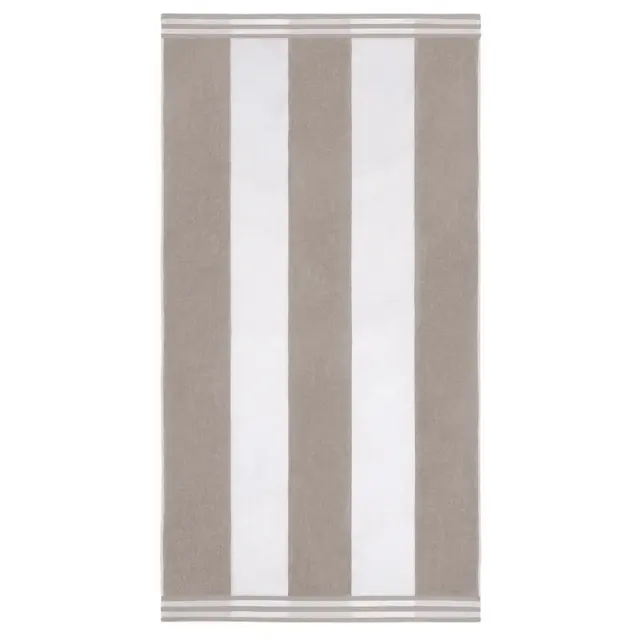 Cabana Stripe Oversized Cotton Beach Towel, Light Gray - Blue Nile Mills