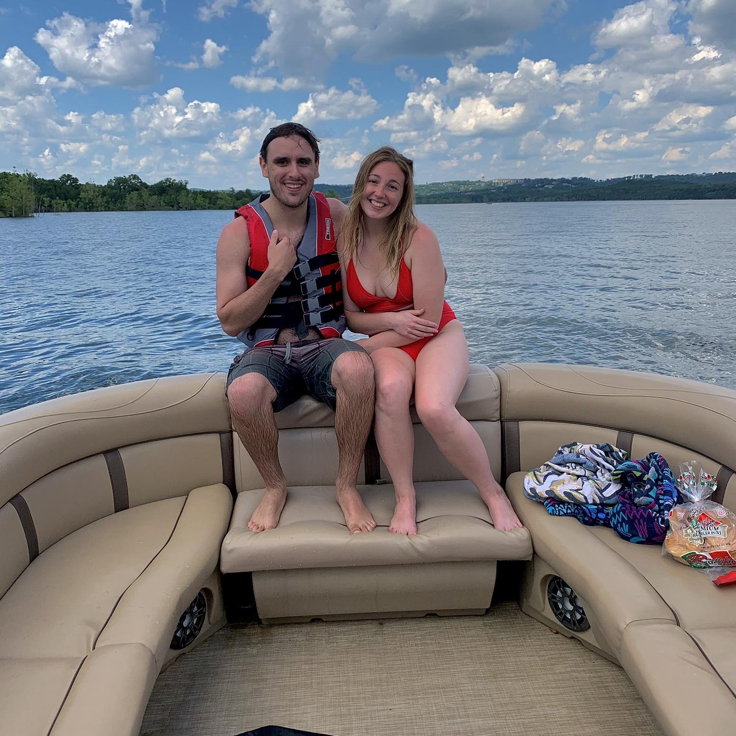 Foster and Miranda tubing and cliff jumping at Table Rock Lake in Missouri with Foster’s immediate family.