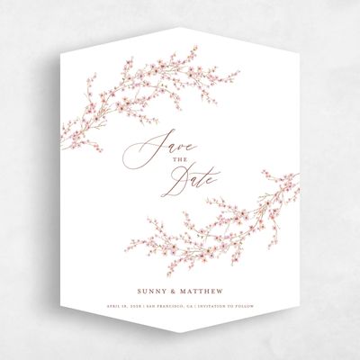 White Diamond Wedding Save the Date - Sakura Portrait