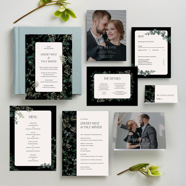 Terian Border | Black | Zola Wedding Invitations