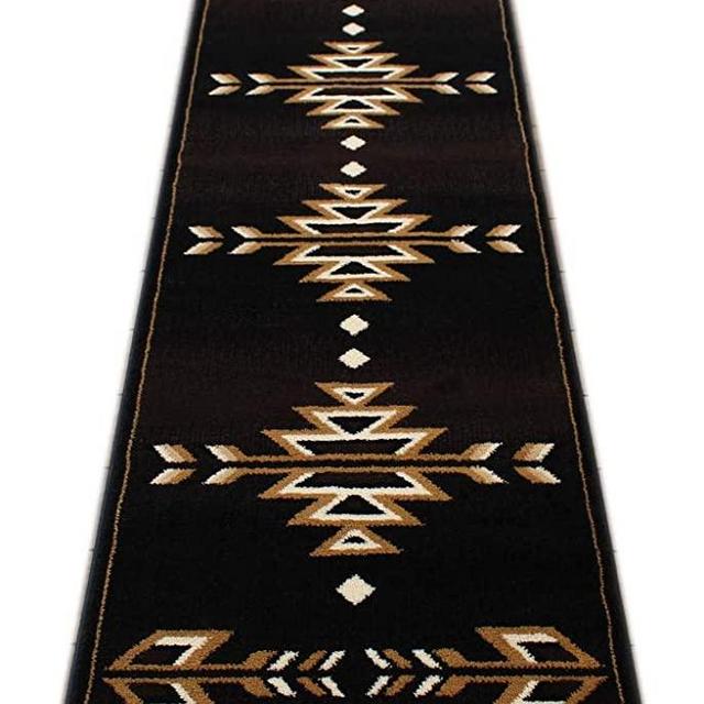 Masada Rugs, Southwest Native American, Area Rug, Brown Black Beige Ivory (2 Feet X 7 Feet 3 Inch Runner)